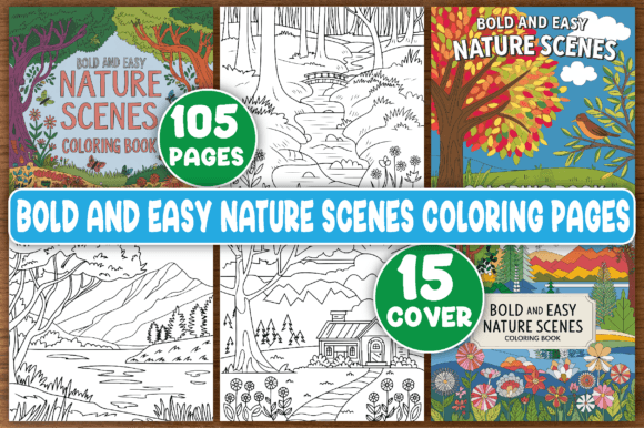 Download Bold Nature Scenes Coloring Pages, Book - Nature Collection