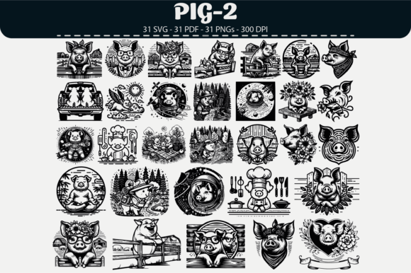 Download Pig Vector Clipart – 31 Designs - Designs Collection
