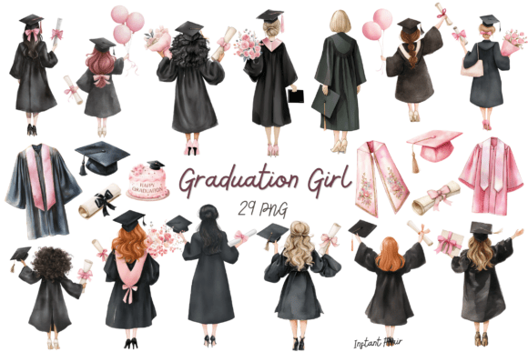 Download Graduation Girl Clipart Bundle - Graduation Collection