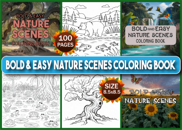 Download Bold &amp; Easy Nature Scenes Coloring Book - Nature Collection