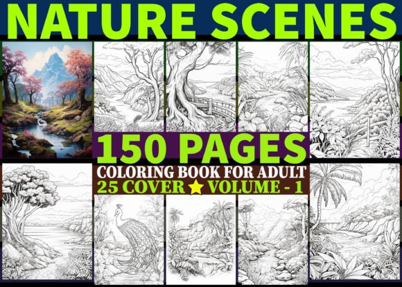 Download 150+ Nature Scenes Coloring Pages Vol: 1 - Nature Collection