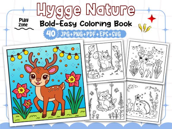 Download Cozy Hygge Nature: Bold Coloring Pages - Nature Collection